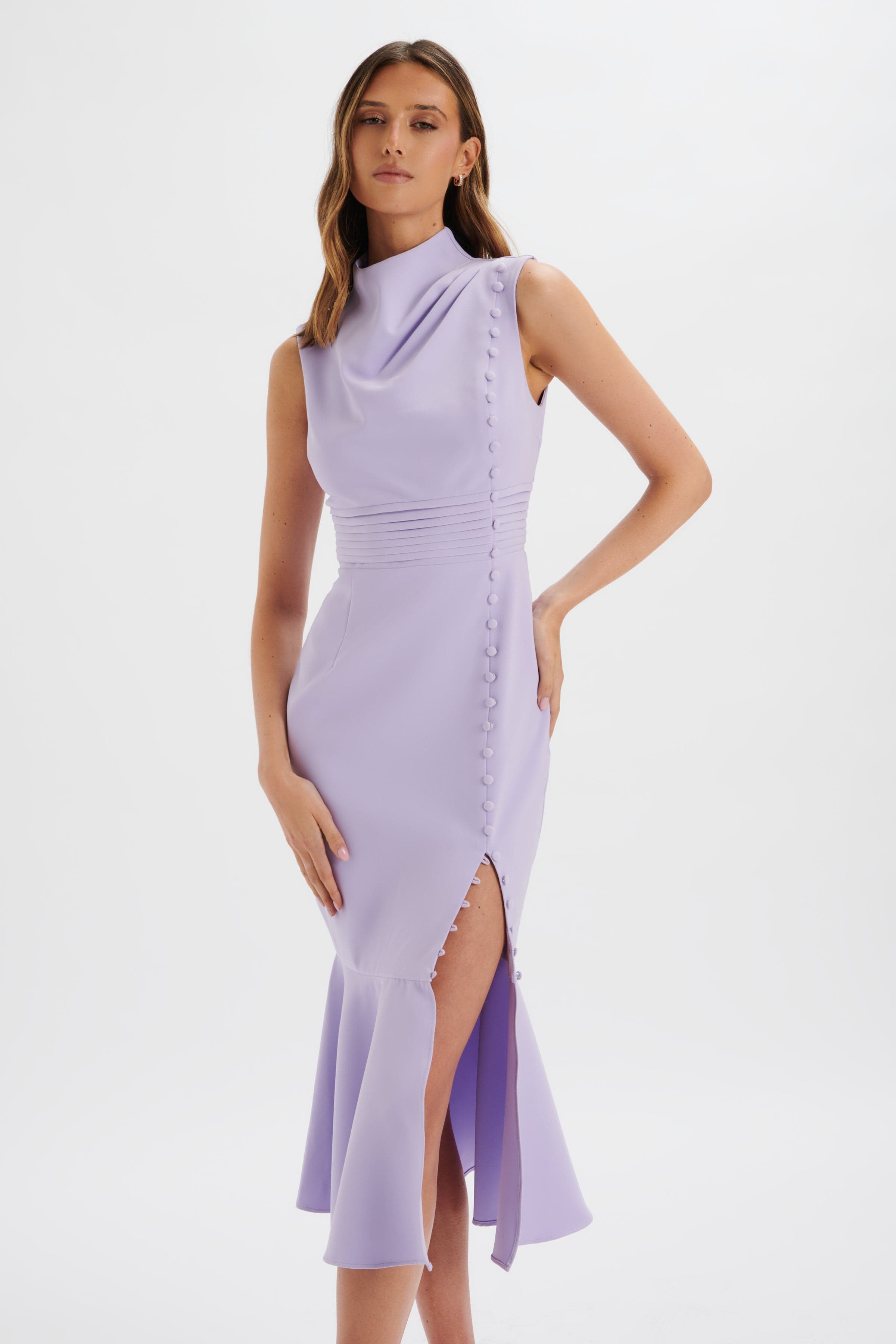 LIVIA MIDI DRESS - LILAC