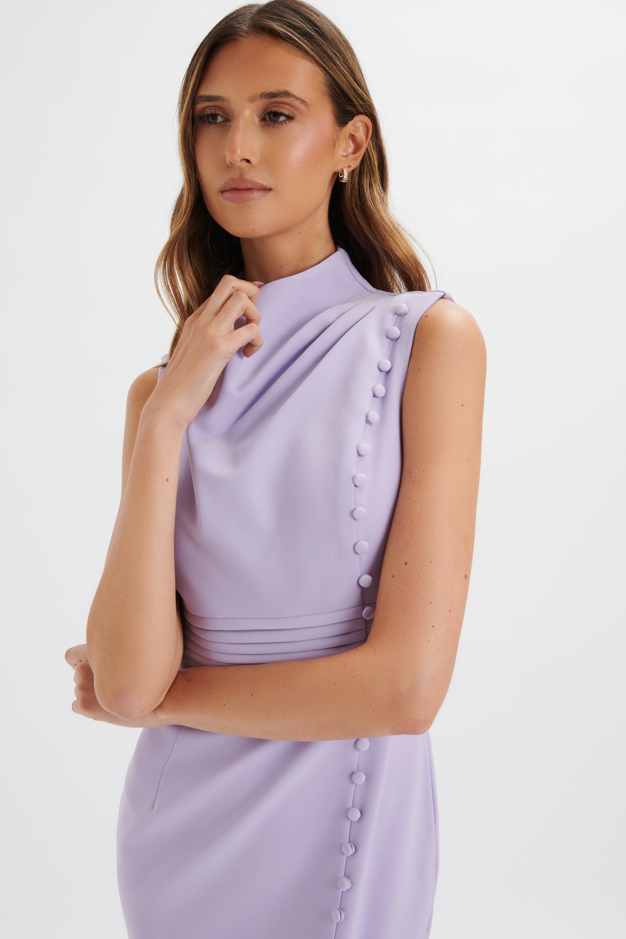 LIVIA MIDI DRESS - LILAC